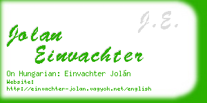 jolan einvachter business card